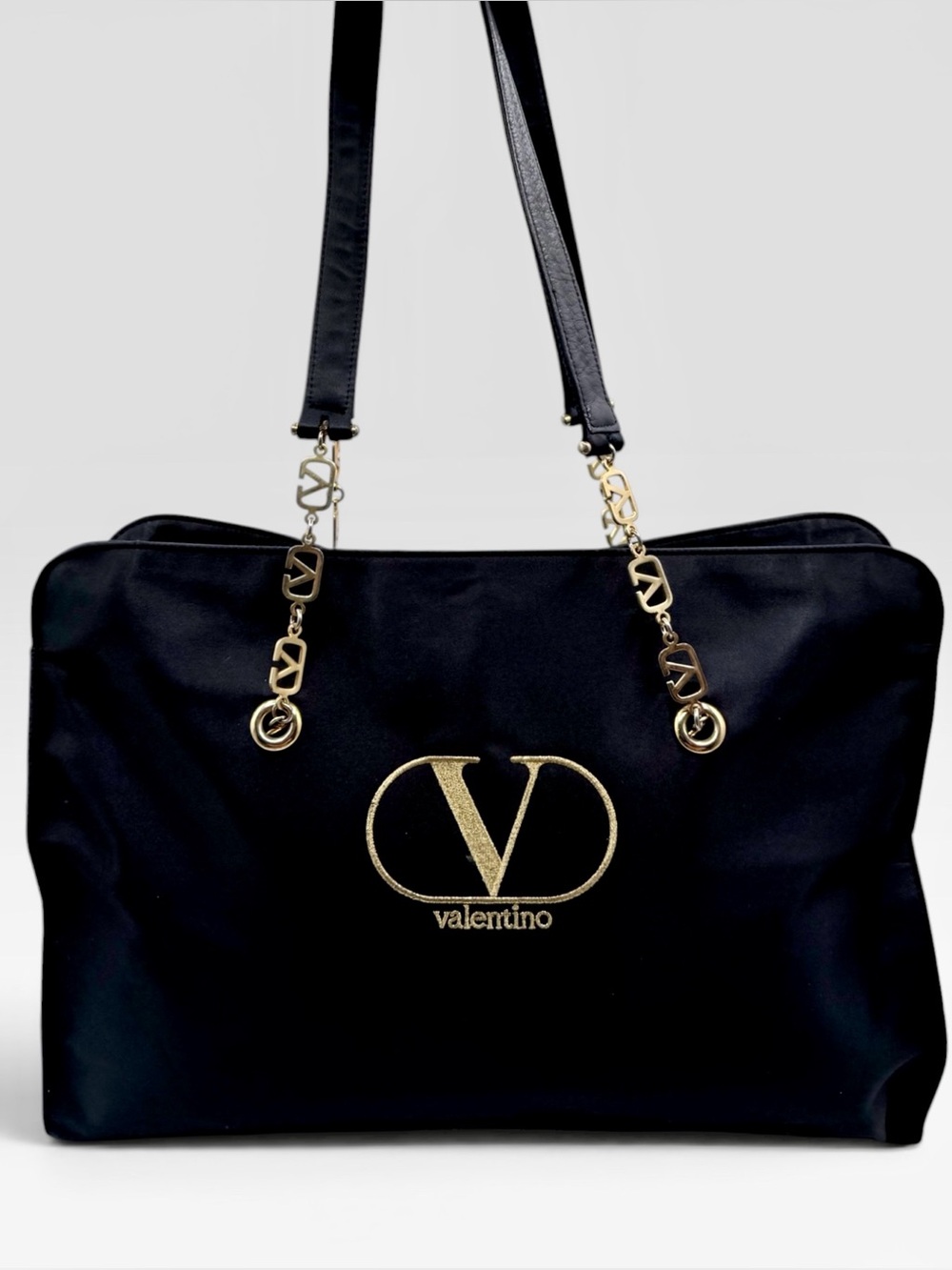 Valentino Garavani Vlogo Black large Nylon Tote Bag